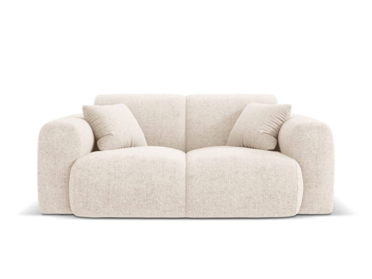 Sofa Nolio 2-Sitzer aus Chenille, hellbeige