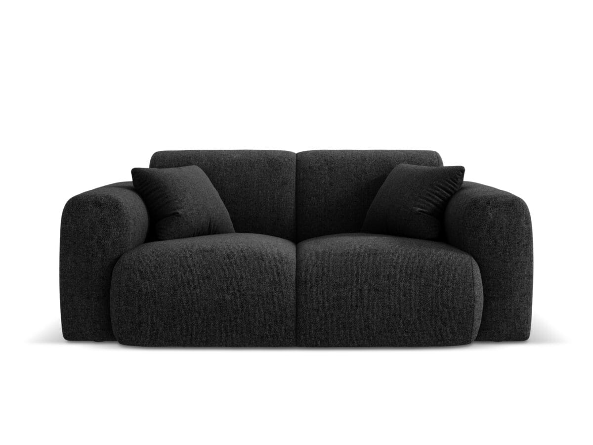 Sofa Nolio 2-Sitzer aus Chenille, schwarz