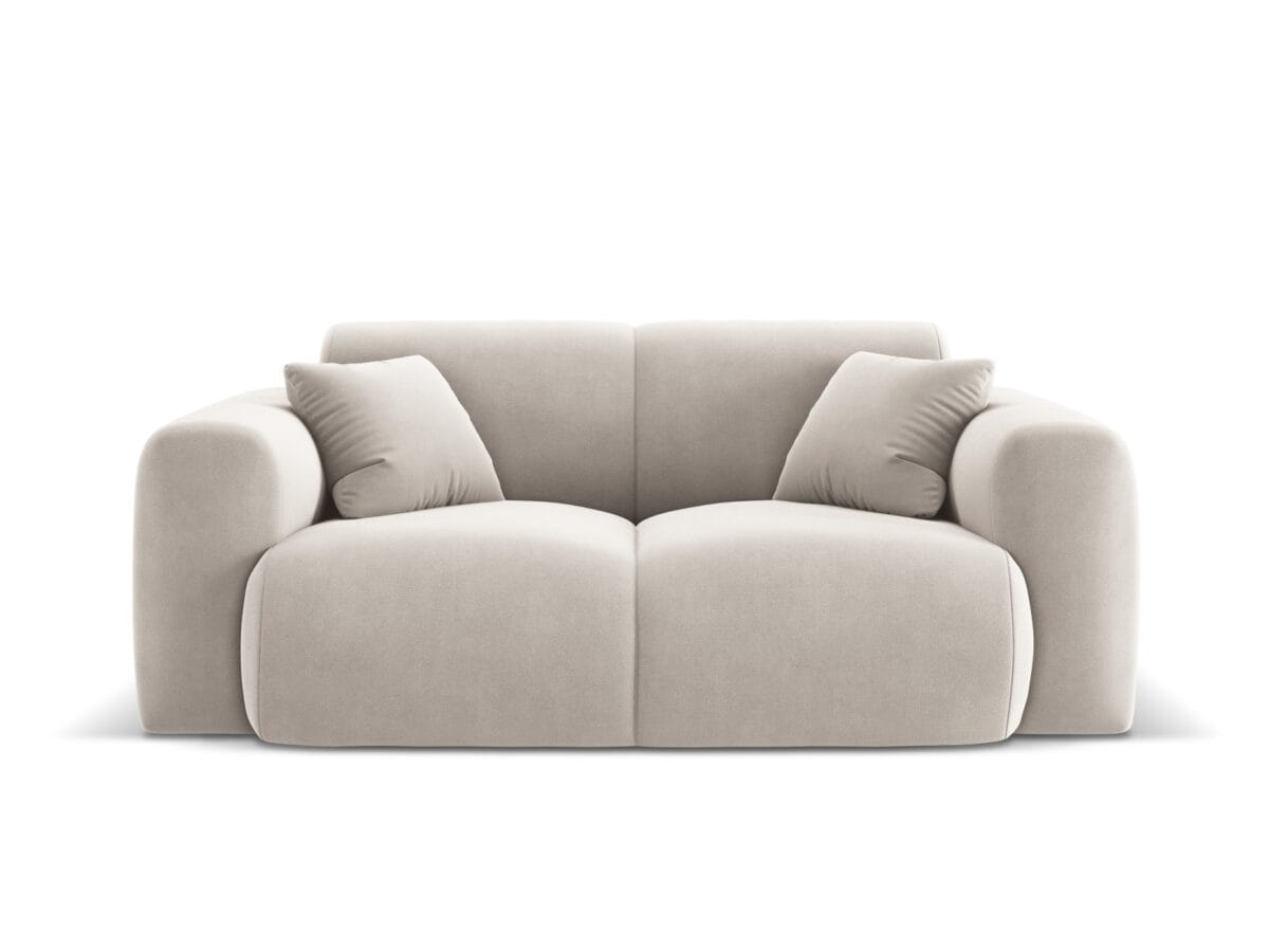 Sofa Nolio 2-Sitzer aus Samt, hellbeige