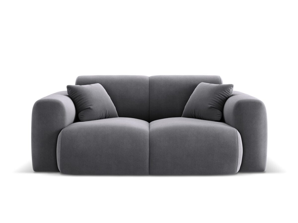 Sofa Nolio 2-Sitzer aus Samt, dunkelgrau