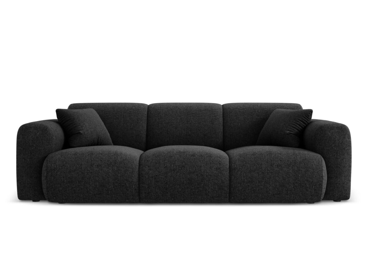 Sofa Nolio 3-Sitzer aus chenille, schwarz