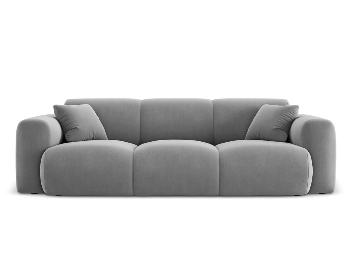 Sofa Nolio 3-Sitzer aus Samt, hellgrau