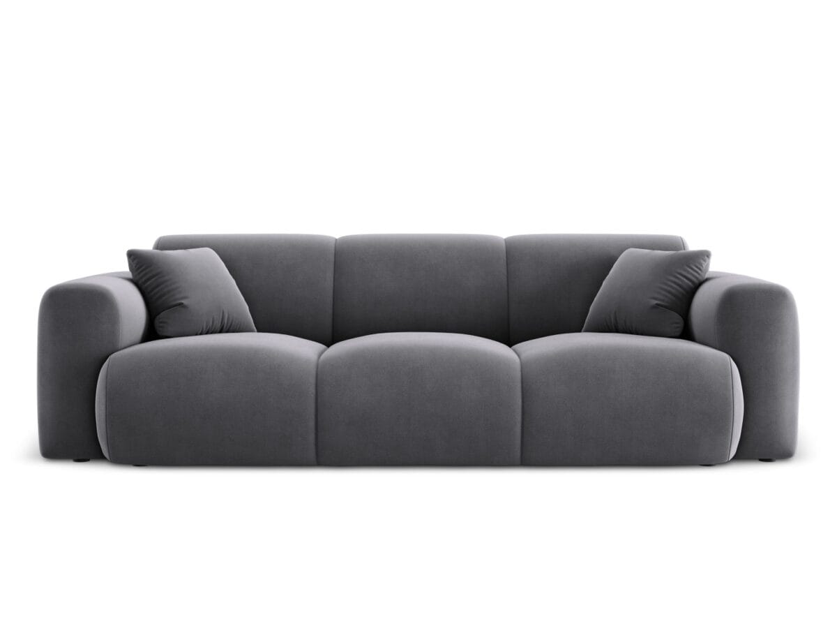 Sofa Nolio 3-Sitzer aus Samt, Duneklgrau
