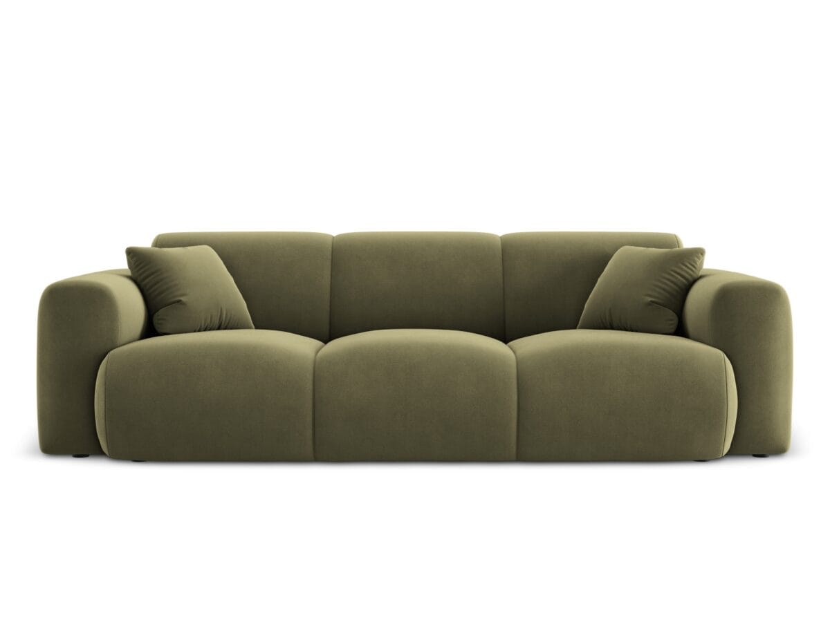 Sofa Nolio 3-Sitzer aus Samt, hellgrün