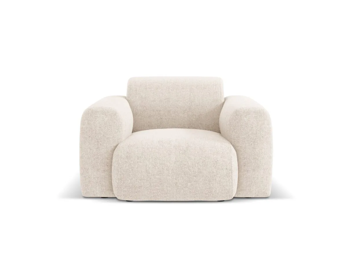 Sessel Nolio aus Chenille-Stoff, hellbeige