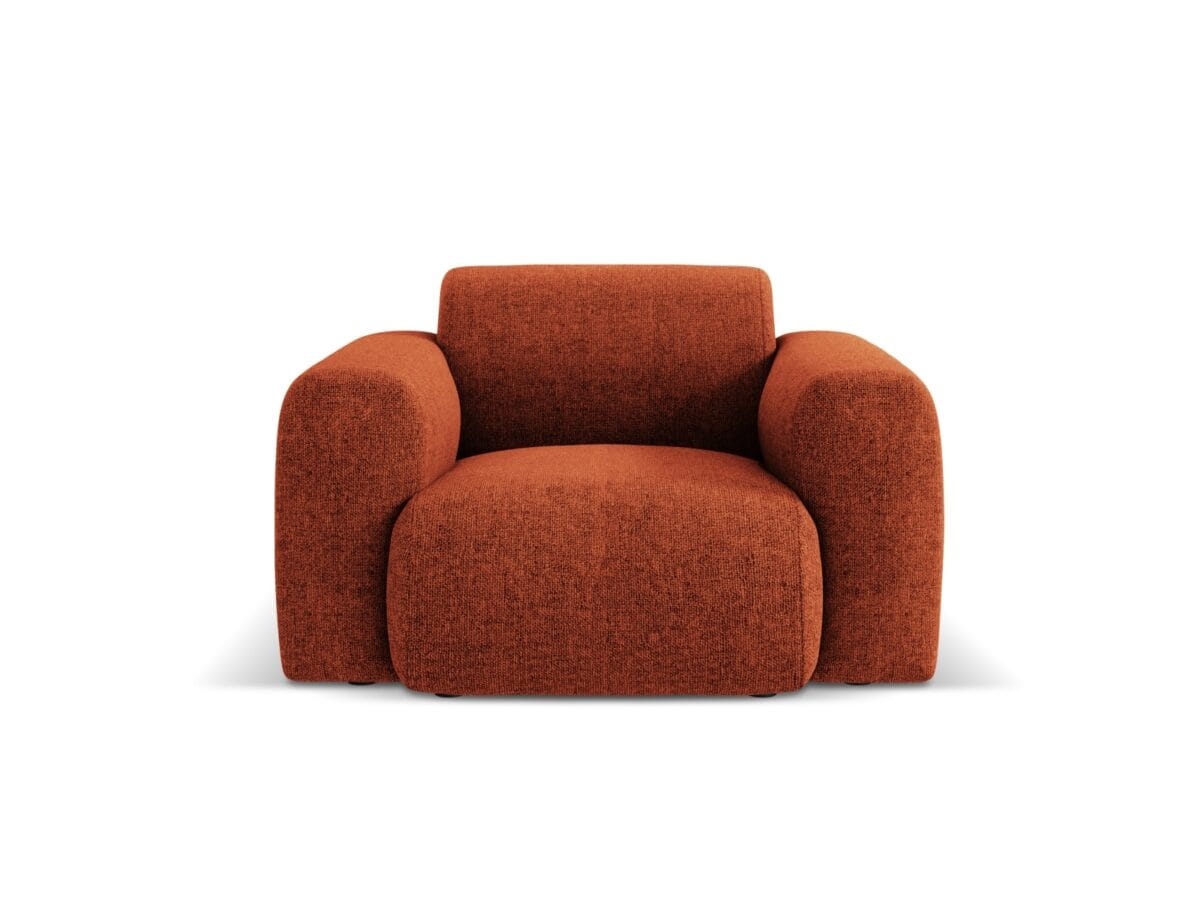 Sessel Nolio aus Chenille-Stoff, terrakotta
