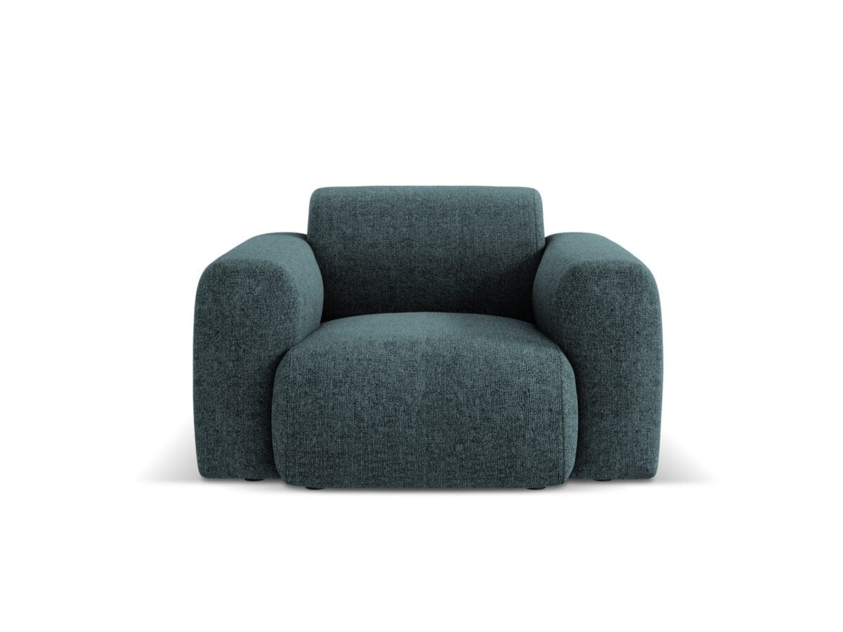 Sessel Nolio aus Chenille-Stoff, petrol