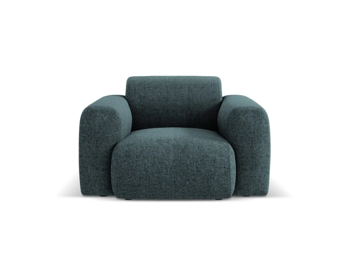 Sessel Nolio aus Chenille-Stoff, petrol