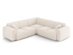 Ecksofa Nolio 5-Sitzer symmetrisch aus Chenille-Stoff, hellbeige