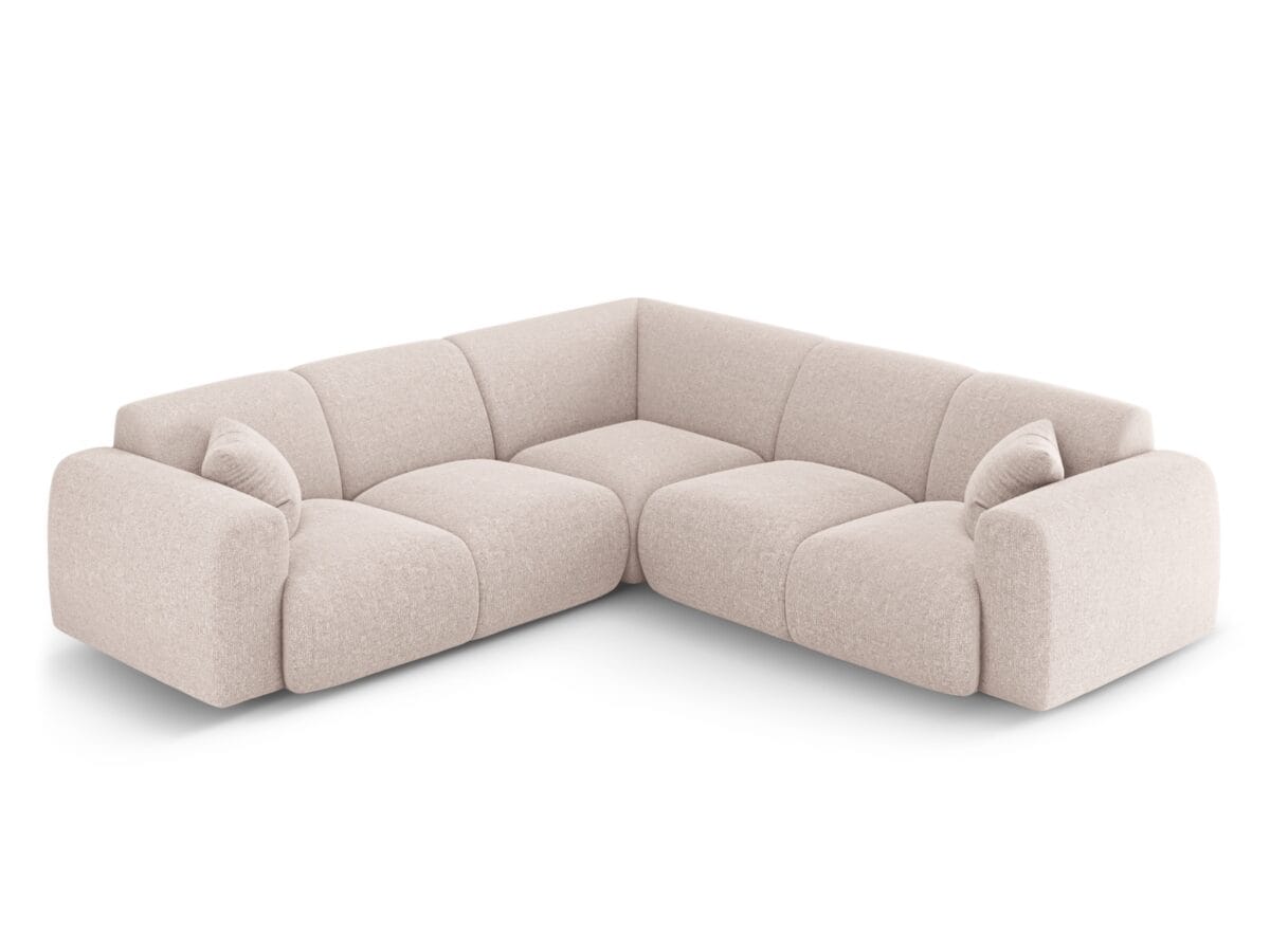 Ecksofa Nolio 5-Sitzer symmetrisch aus Chenille-Stoff, beige