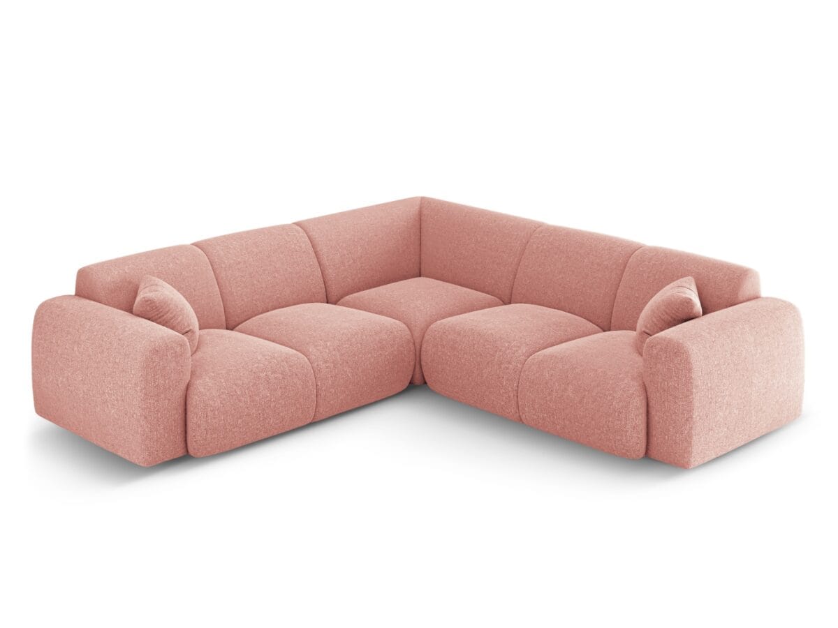 Ecksofa Nolio 5-Sitzer symmetrisch aus Chenille-Stoff, rosa