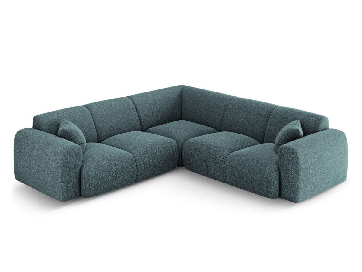 Ecksofa Nolio 5-Sitzer symmetrisch aus Chenille-Stoff, petrol