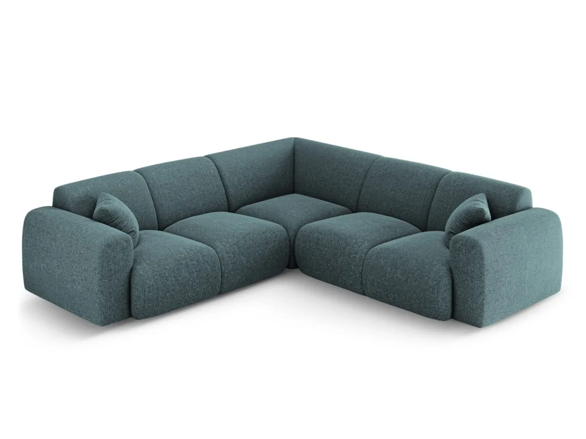 Ecksofa Nolio 5-Sitzer symmetrisch aus Chenille-Stoff, petrol