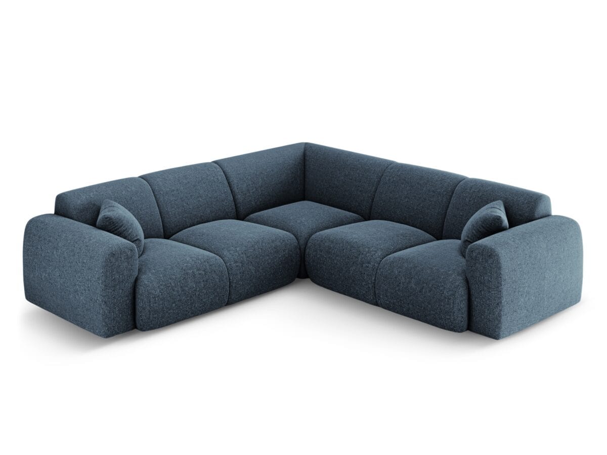 Ecksofa Nolio 5-Sitzer symmetrisch aus Chenille-Stoff, königsblau