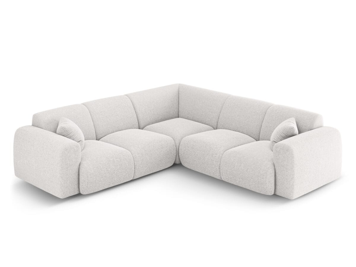 Ecksofa Nolio 5-Sitzer symmetrisch aus Chenille-Stoff, hellgrau