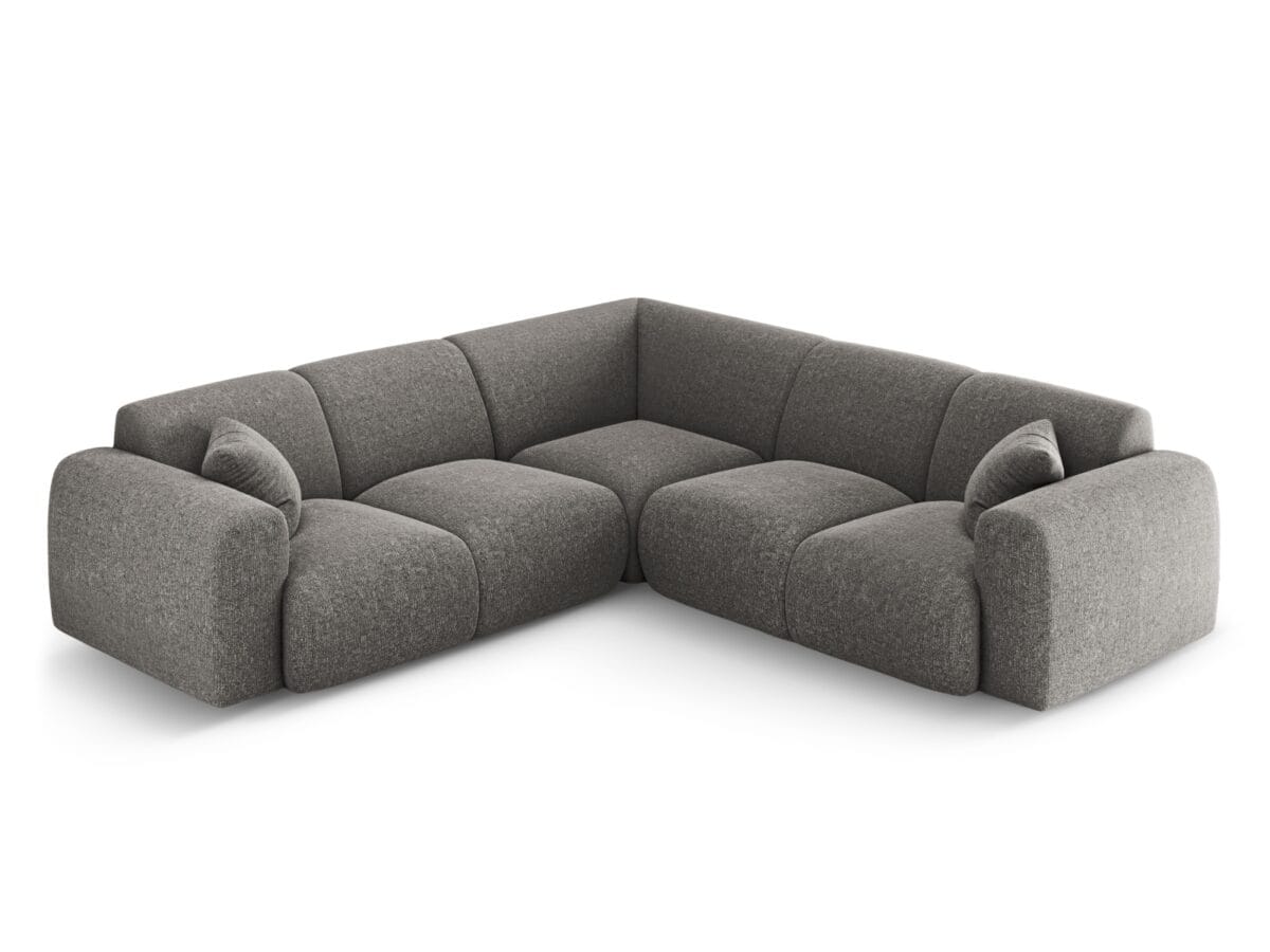 Ecksofa Nolio 5-Sitzer symmetrisch aus Chenille-Stoff, grau
