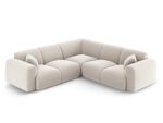 Ecksofa Nolio 5-Sitzer symmetrisch aus Samt, hellbeige