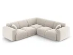 Ecksofa Nolio 5-Sitzer symmetrisch aus Samt, hellbeige