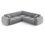 Ecksofa Nolio 5-Sitzer symmetrisch aus Samt, hellgrau