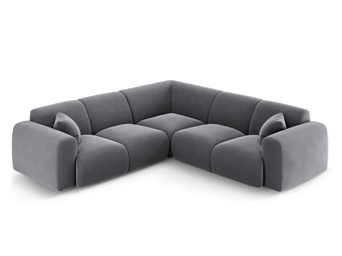 Ecksofa Nolio 5-Sitzer symmetrisch aus Samt, dunkelgrau