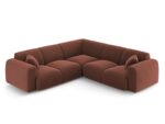 Ecksofa Nolio 5-Sitzer symmetrisch aus Samt, cuoio