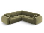 Ecksofa Nolio 5-Sitzer symmetrisch aus Samt, hellgrün