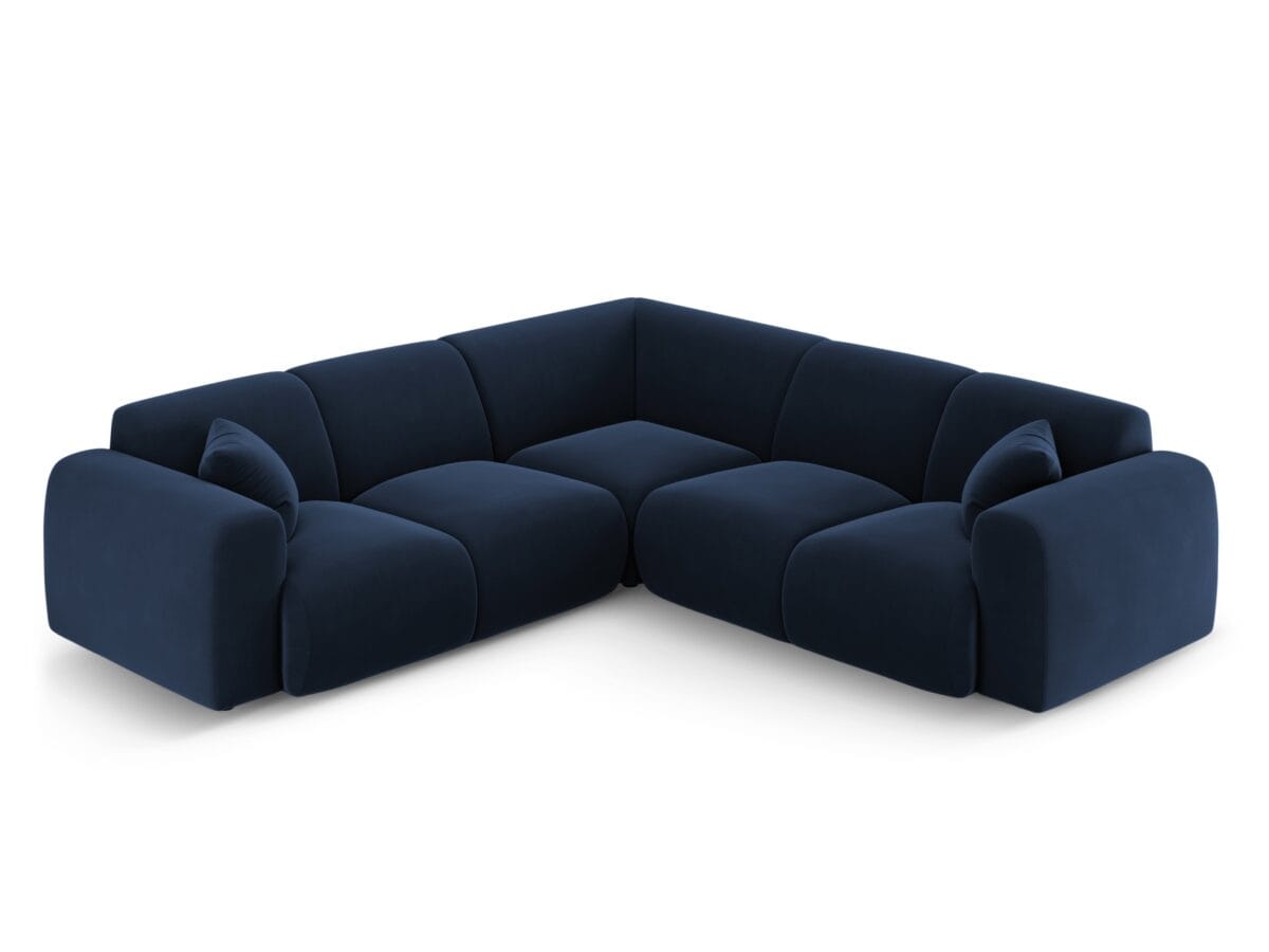 Ecksofa Nolio 5-Sitzer symmetrisch aus Samt, königsblau