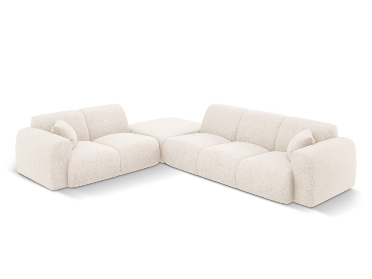 Ecksofa Nolio 4-Sitzer linksseitig aus Chenille-Stoff, hellbeige