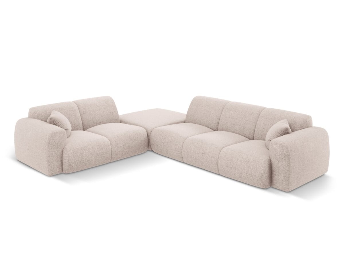 Ecksofa Nolio 4-Sitzer linksseitig aus Chenille-Stoff, beige