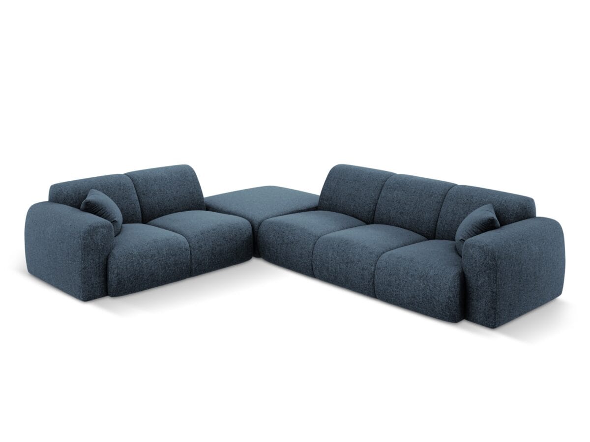 Ecksofa Nolio 4-Sitzer linksseitig aus Chenille-Stoff, königsblau