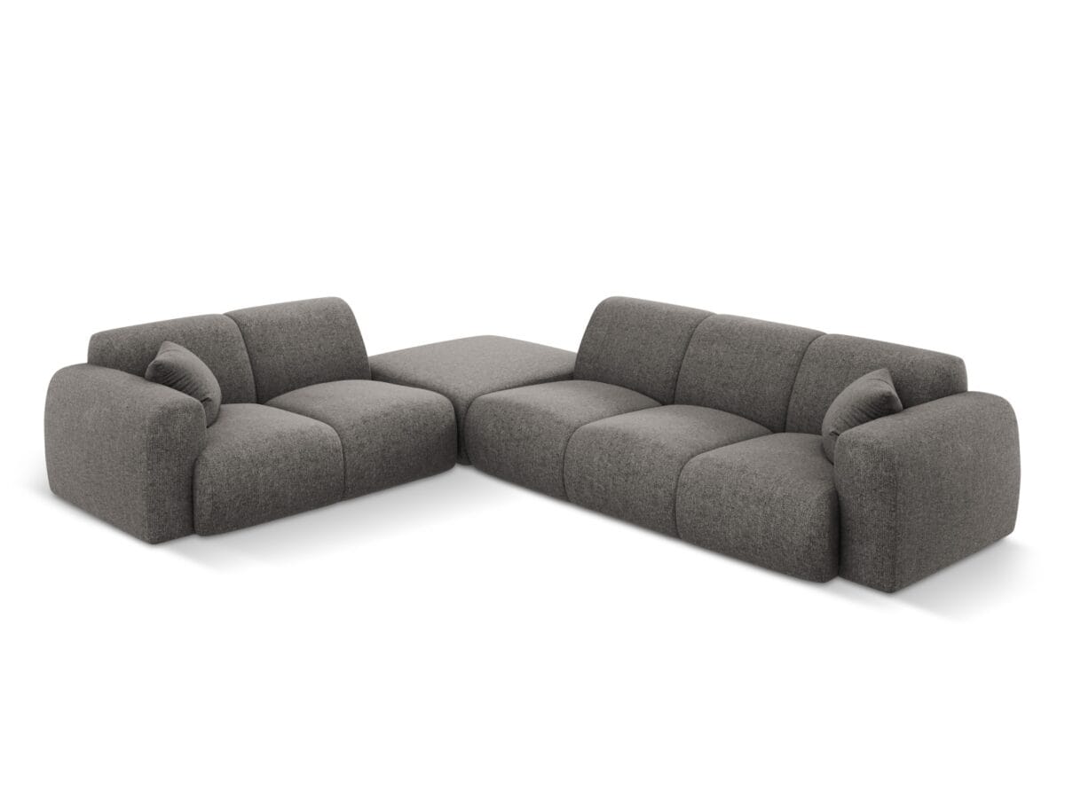 Ecksofa Nolio 4-Sitzer linksseitig aus Chenille-Stoff, grau