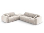 Ecksofa Nolio 4-Sitzer linksseitig aus Samt, hellbeige