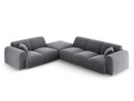 Ecksofa Nolio 4-Sitzer linksseitig aus Samt, dunkelgrau