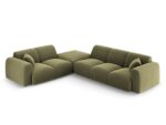 Ecksofa Nolio 4-Sitzer linksseitig aus Samt, hellgrün