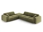 Ecksofa Nolio 4-Sitzer linksseitig aus Samt, hellgrün