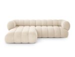 Ecksofa Koge 5-Sitzer linksseitig aus Samt, hellbeige