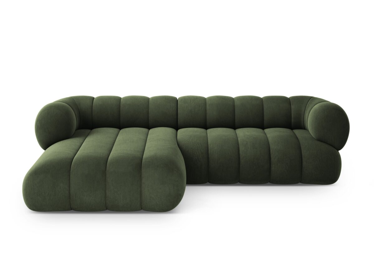 Ecksofa Koge 5-Sitzer linksseitig aus Samt, grün