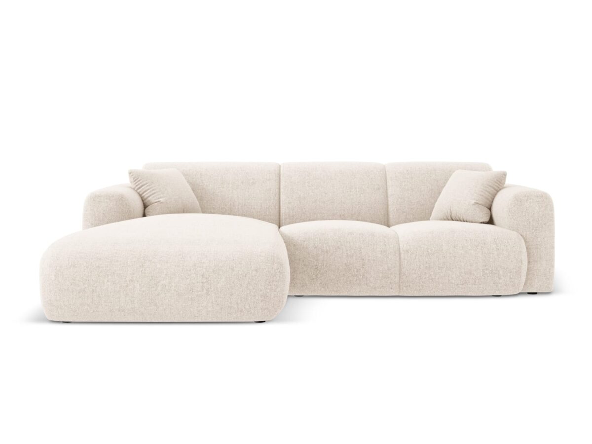 Ecksofa Nolio 4-Sitzer linksseitig aus Chenille-Stoff, hellbeige, ohne Schlaffunktion