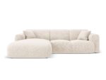 Ecksofa Nolio 4-Sitzer linksseitig aus Chenille-Stoff, hellbeige, ohne Schlaffunktion