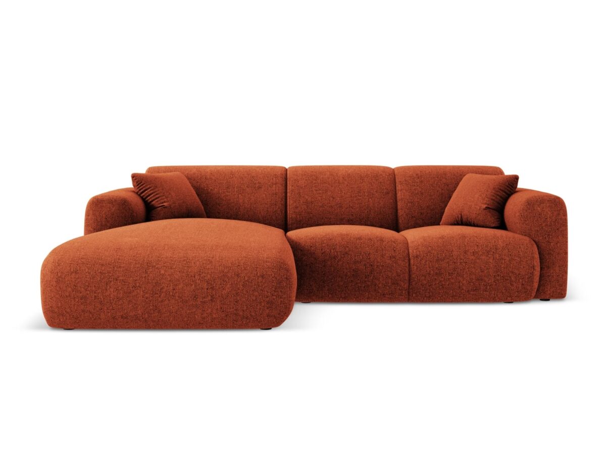 Ecksofa Nolio 4-Sitzer linksseitig aus Chenille-Stoff, terrakotta, ohne Schlaffunktion