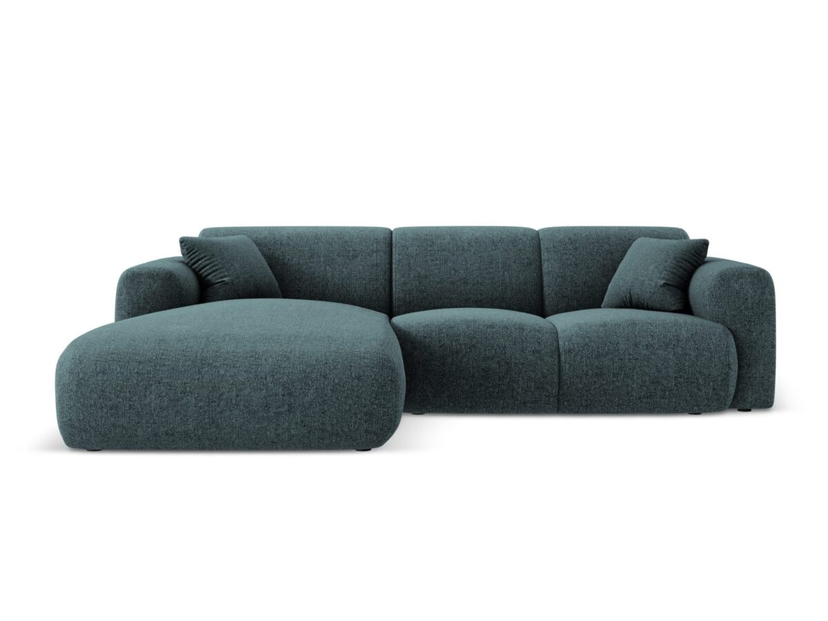 Ecksofa Nolio 4-Sitzer linksseitig aus Chenille-Stoff, petrol, ohne Schlaffunktion