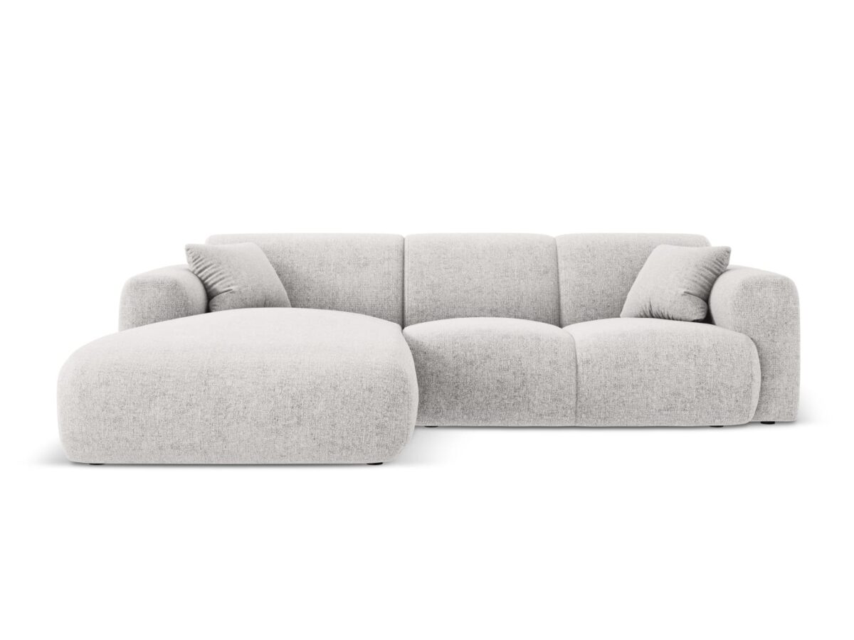 Ecksofa Nolio 4-Sitzer linksseitig aus Chenille-Stoff, hellgrau, ohne Schlaffunktion