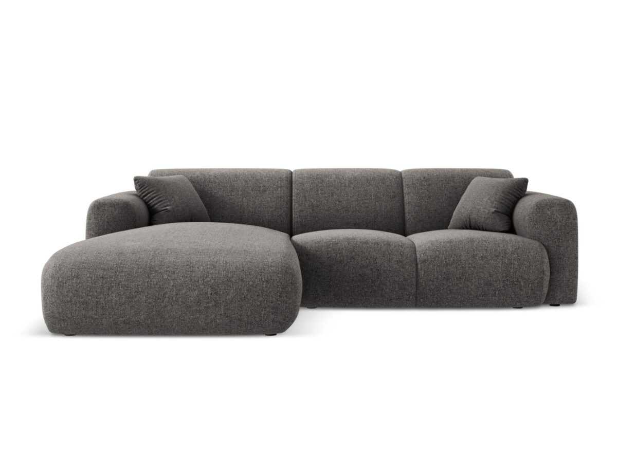 Ecksofa Nolio 4-Sitzer linksseitig aus Chenille-Stoff, grau, ohne Schlaffunktion