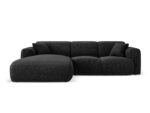 Ecksofa Nolio 4-Sitzer linksseitig aus Chenille-Stoff, schwarz, ohne Schlaffunktion