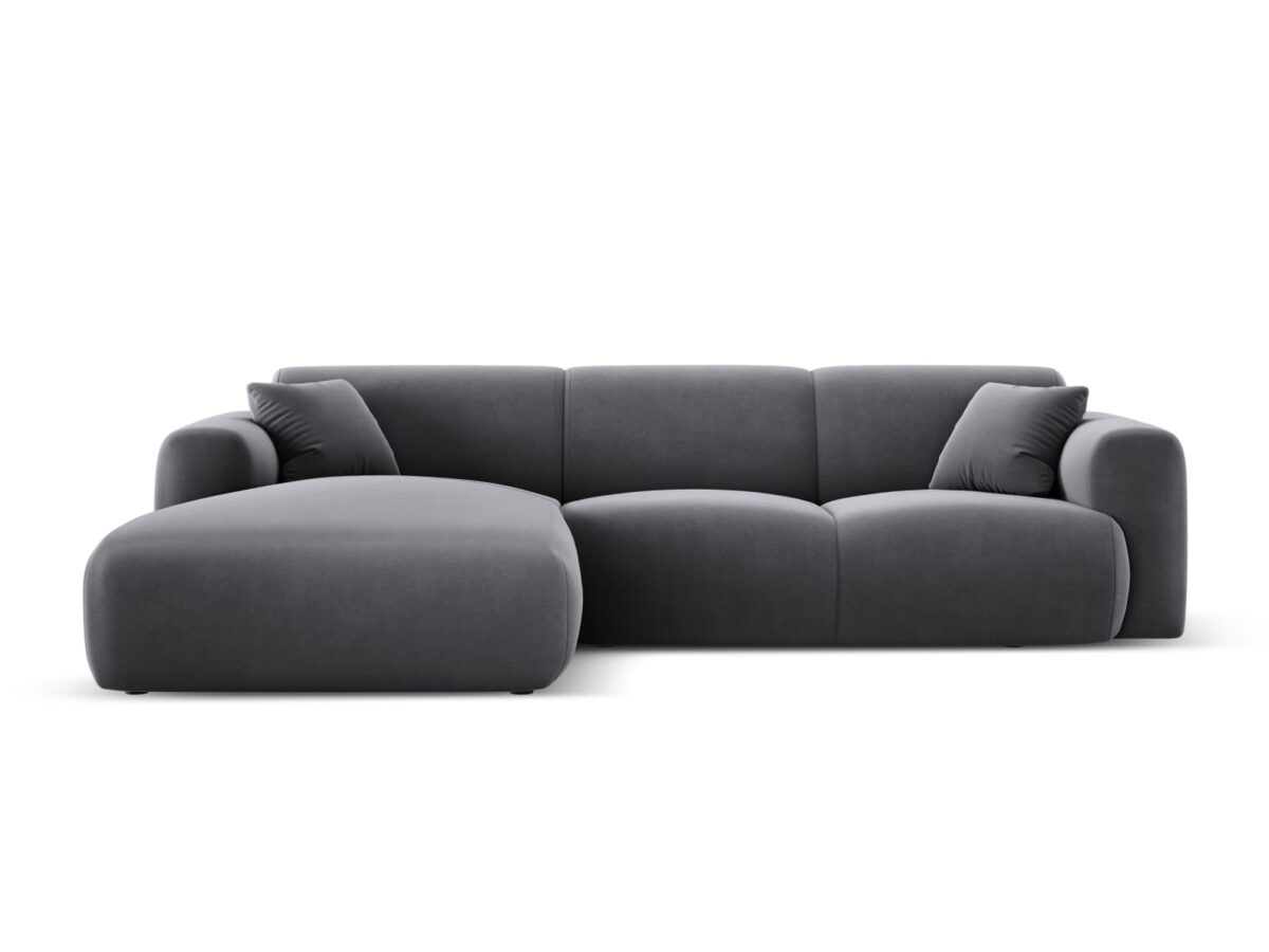 Ecksofa Nolio 4-Sitzer linksseitig aus Samt, duneklgrau, ohne Schlaffunktion