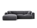 Ecksofa Nolio 4-Sitzer linksseitig aus Samt, duneklgrau, ohne Schlaffunktion