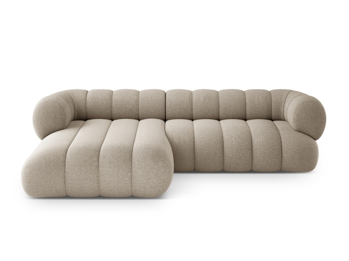 Ecksofa Koge 5-Sitzer linksseitig aus Chenille, beige