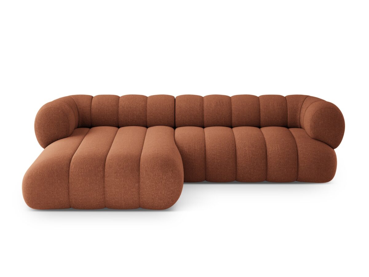 Ecksofa Koge 5-Sitzer linksseitig aus Chenille, terrakotta