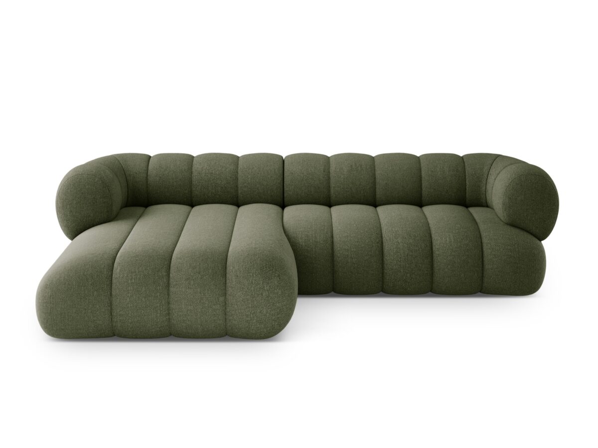 Ecksofa Koge 5-Sitzer linksseitig aus Chenille, grün