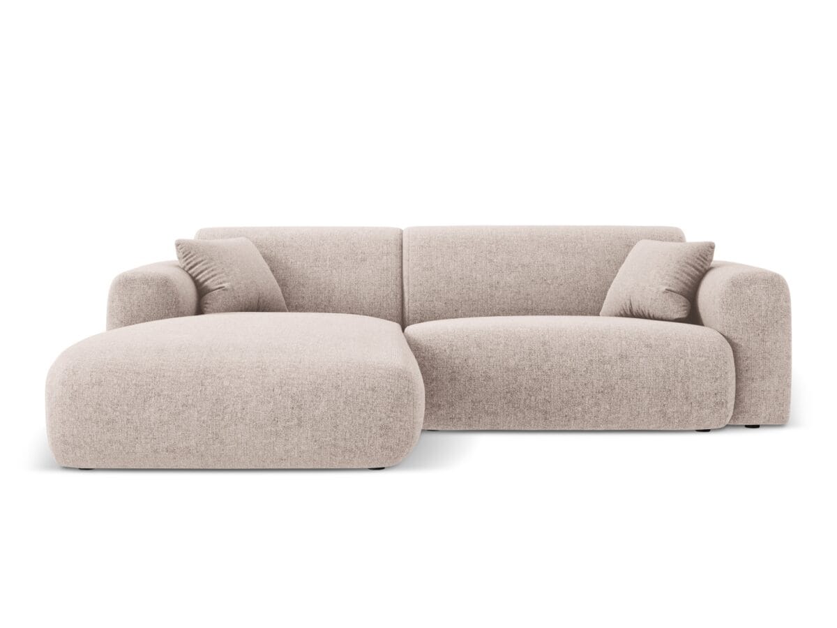 Ecksofa Nolio 4-Sitzer linksseitig, 235 cm, aus Chenille-Stoff, beige, ohne Schlaffunktion